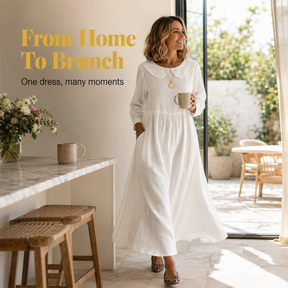 Women's  Loose Long Sleeve Maxi Dress with Pockets