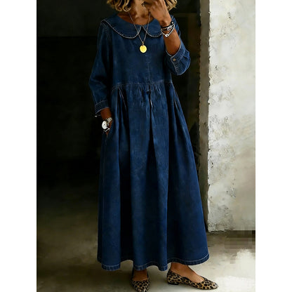 Women's  Loose Long Sleeve Maxi Dress with Pockets