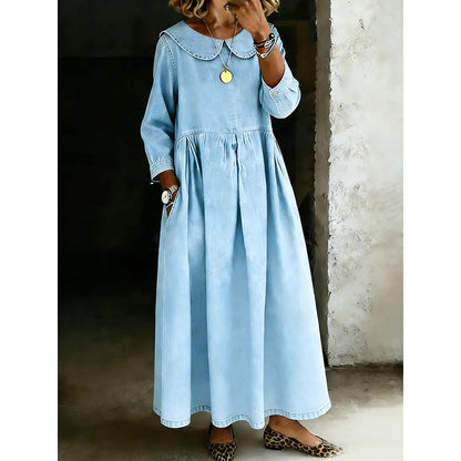 Women's  Loose Long Sleeve Maxi Dress with Pockets