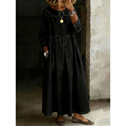 Women's  Loose Long Sleeve Maxi Dress with Pockets