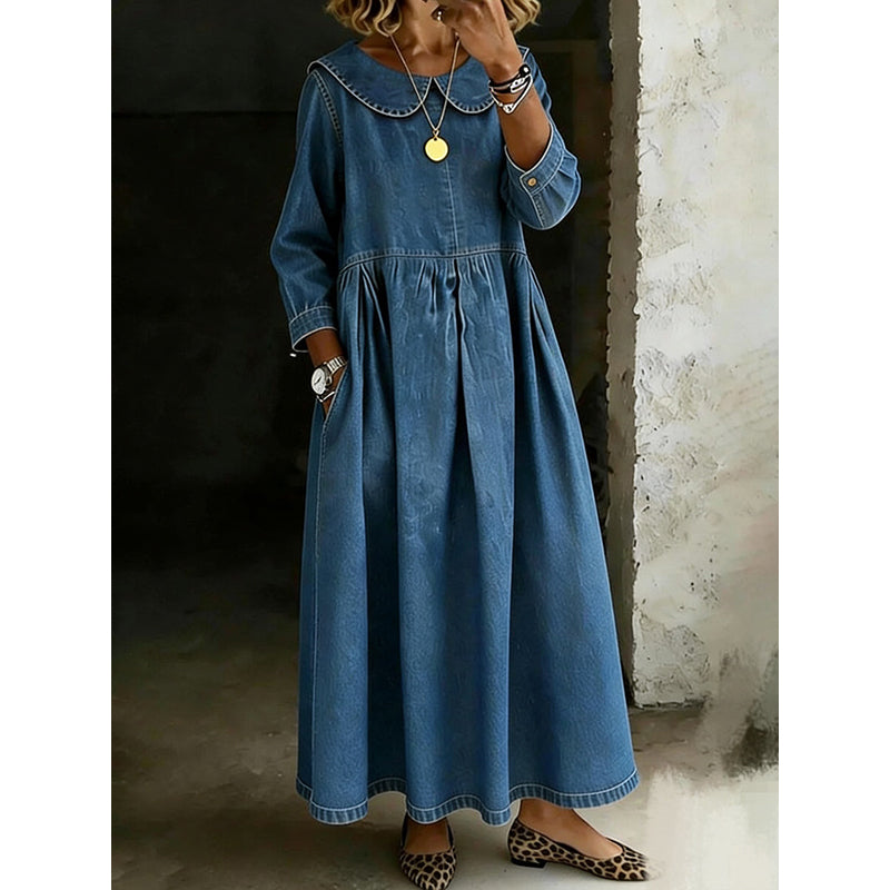 Women's  Loose Long Sleeve Maxi Dress with Pockets