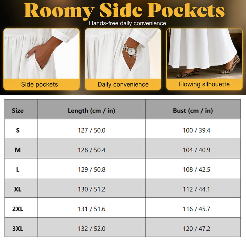 Women's  Loose Long Sleeve Maxi Dress with Pockets