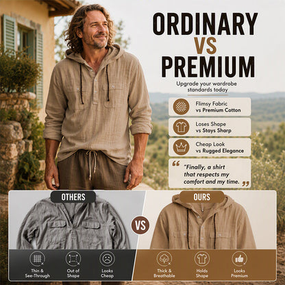 Men's Casual Long Sleeve Hooded Shirt