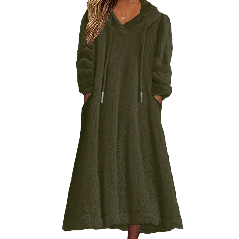Women’s Casual Plush Hooded Lounge Dress