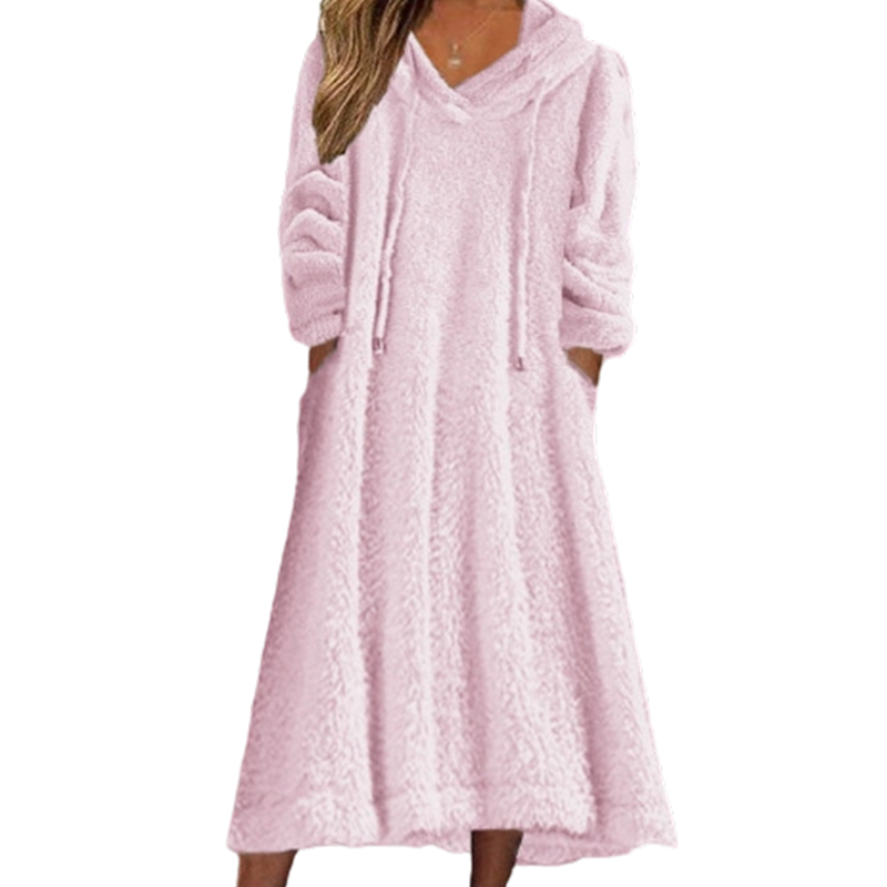 Women’s Casual Plush Hooded Lounge Dress