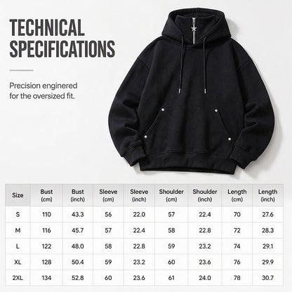 Men's Casual High Collar Loose Fit Hoodie