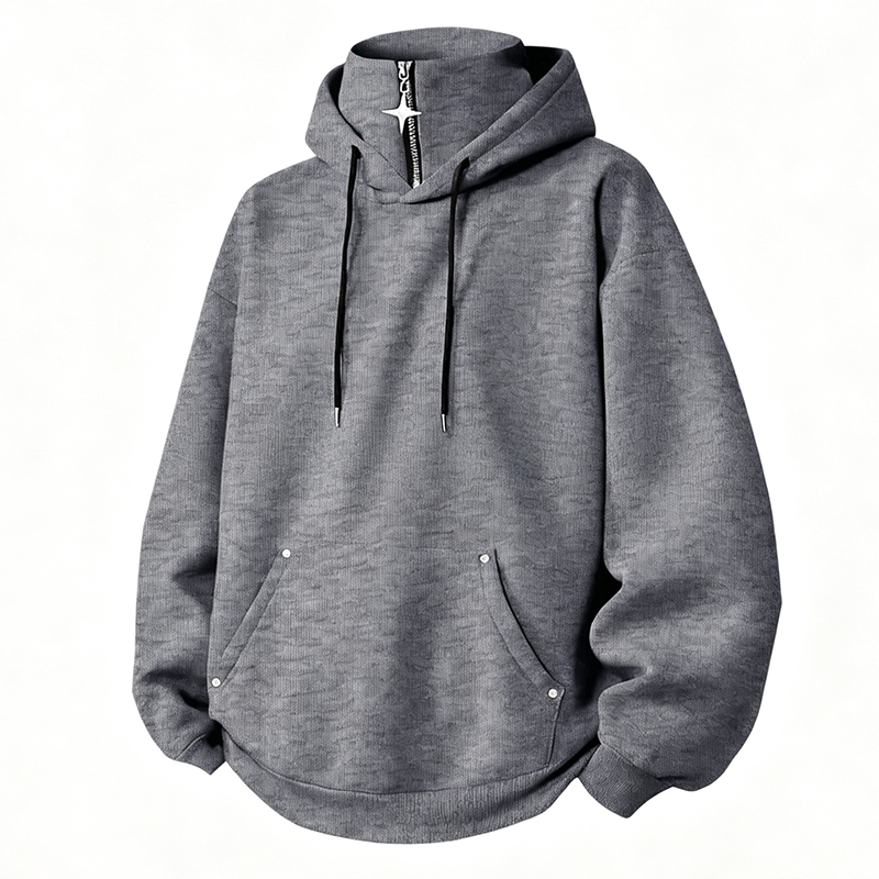 Men's Casual High Collar Loose Fit Hoodie