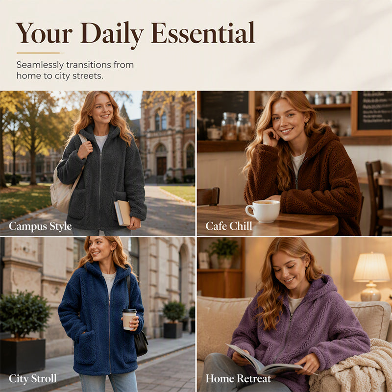 Women's Casual Warm Hooded Zipper Jacket