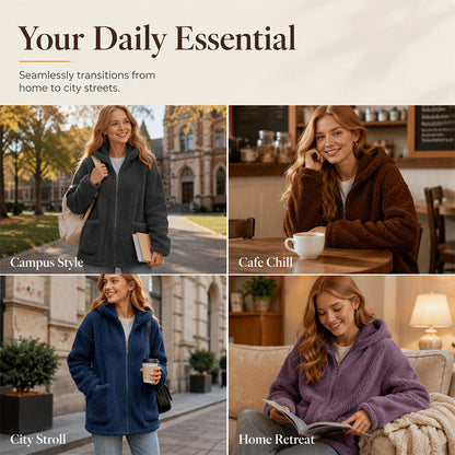 Women's Casual Warm Hooded Zipper Jacket