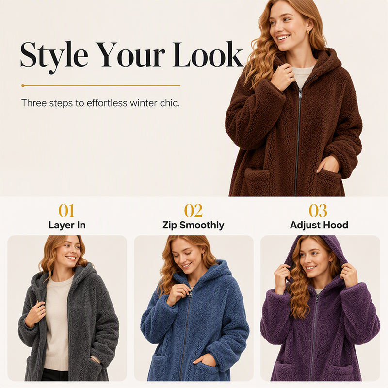 Women's Casual Warm Hooded Zipper Jacket