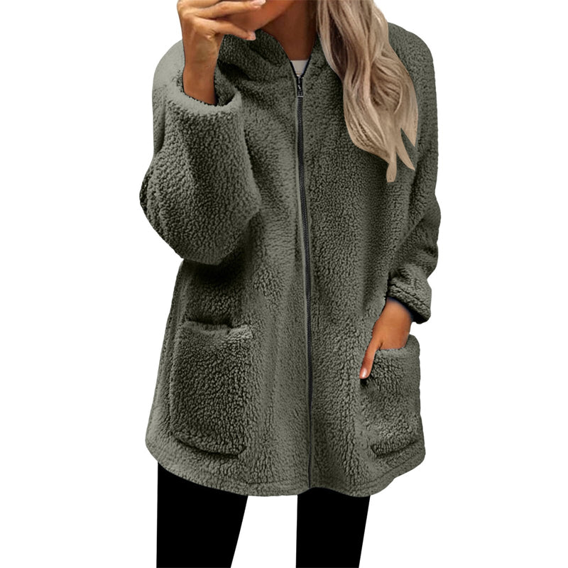 Women's Casual Warm Hooded Zipper Jacket