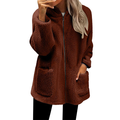 Women's Casual Warm Hooded Zipper Jacket