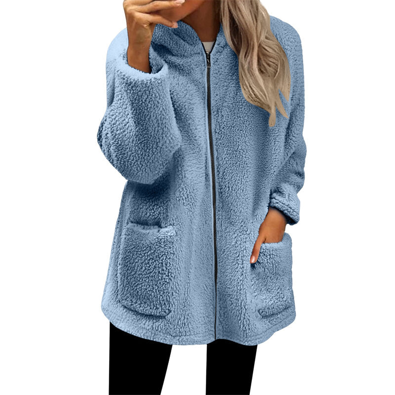 Women's Casual Warm Hooded Zipper Jacket