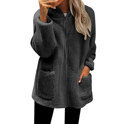 Women's Casual Warm Hooded Zipper Jacket