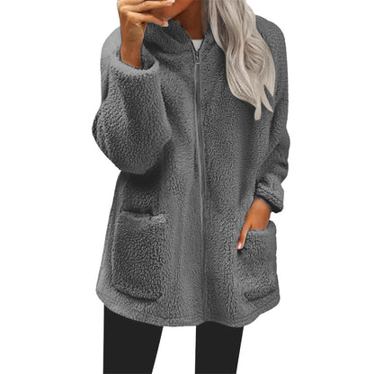 Women's Casual Warm Hooded Zipper Jacket
