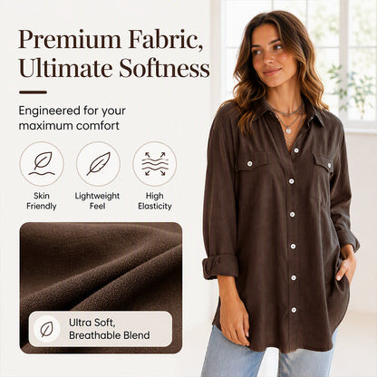Women's Cotton Linen Long Sleeve Shirt Dress