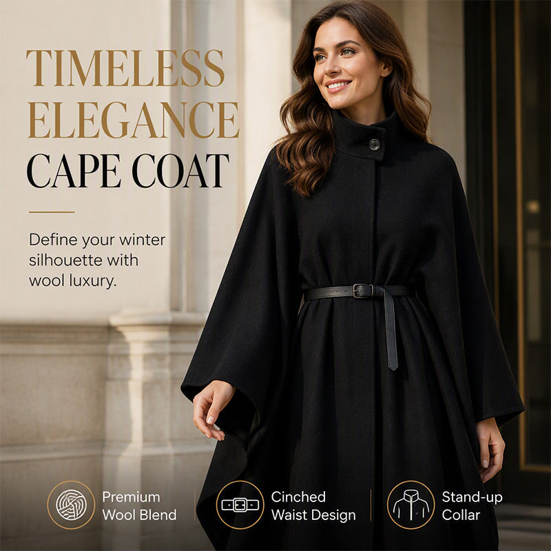Women’s Elegant Stand-Collar Cape Coat