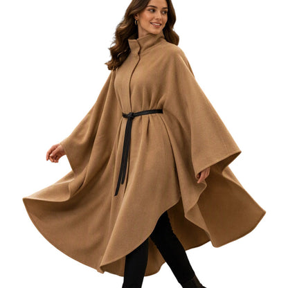 Women’s Elegant Stand-Collar Cape Coat