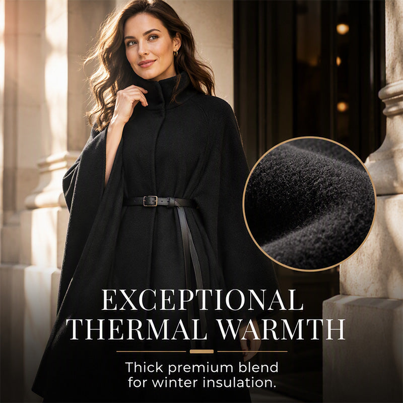 Women’s Elegant Stand-Collar Cape Coat