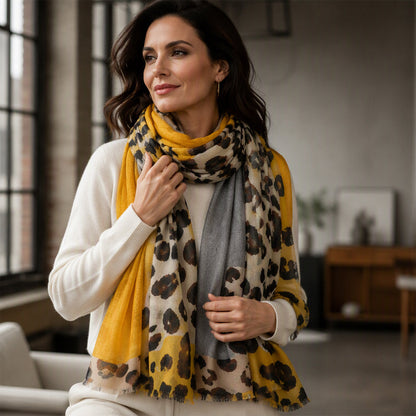 Versatile Lightweight Leopard Print Shawl Scarf