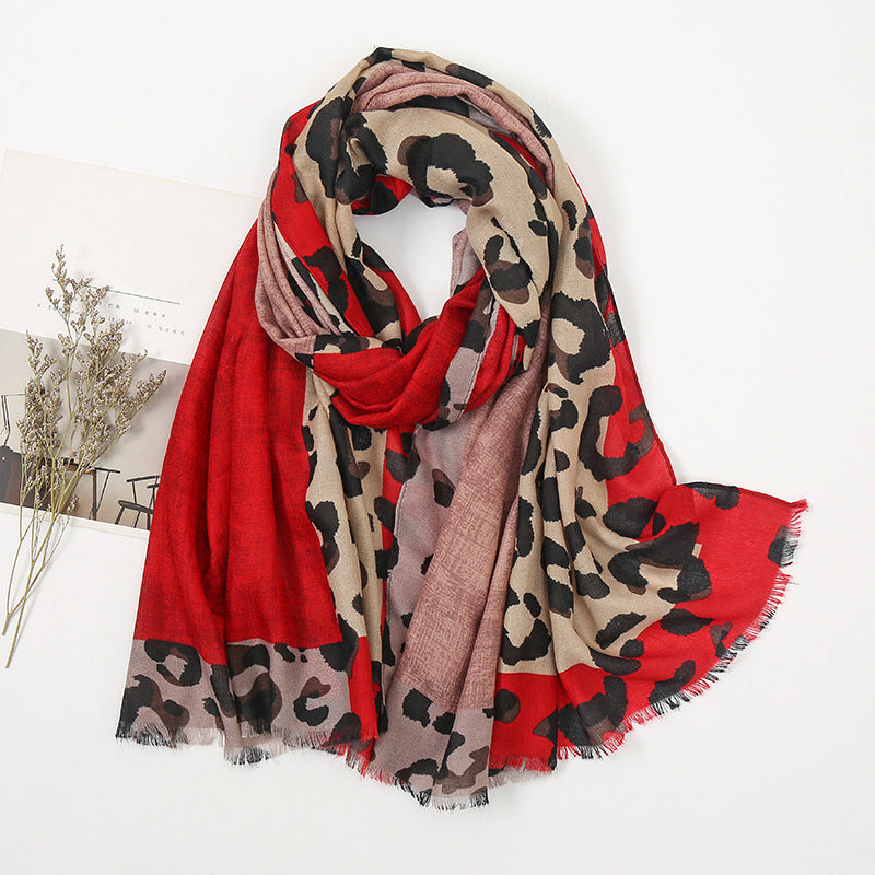 Versatile Lightweight Leopard Print Shawl Scarf