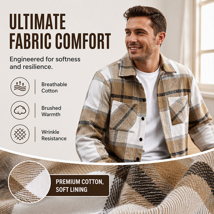Men's Casual Flannel Plaid Shirt Jacket