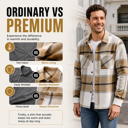 Men's Casual Flannel Plaid Shirt Jacket