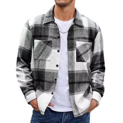 Men's Casual Flannel Plaid Shirt Jacket