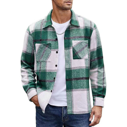 Men's Casual Flannel Plaid Shirt Jacket