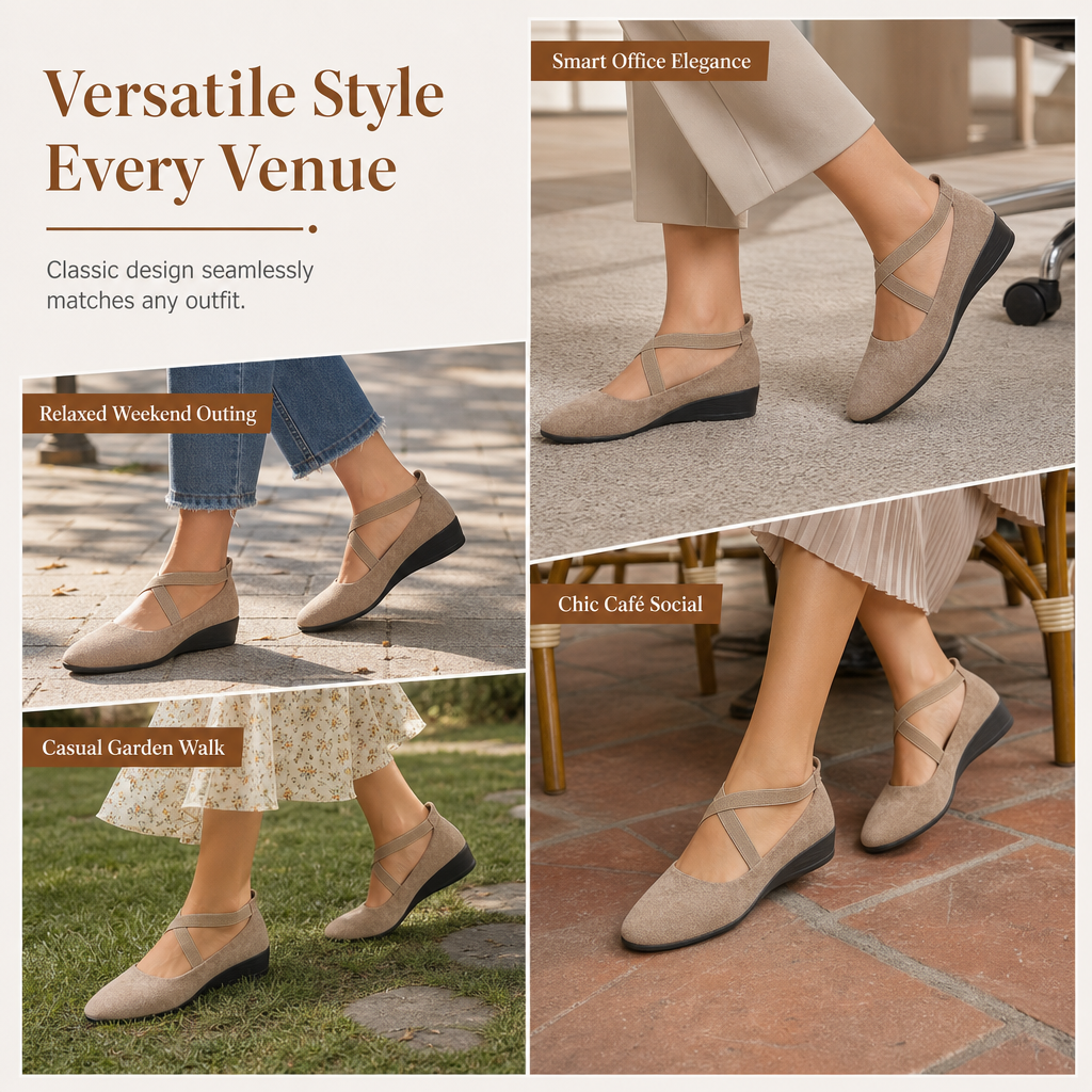 Women's Pointed-Toe Wedge Slip-On Shoes