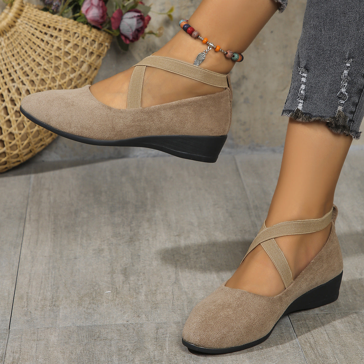 Women's Pointed-Toe Wedge Slip-On Shoes
