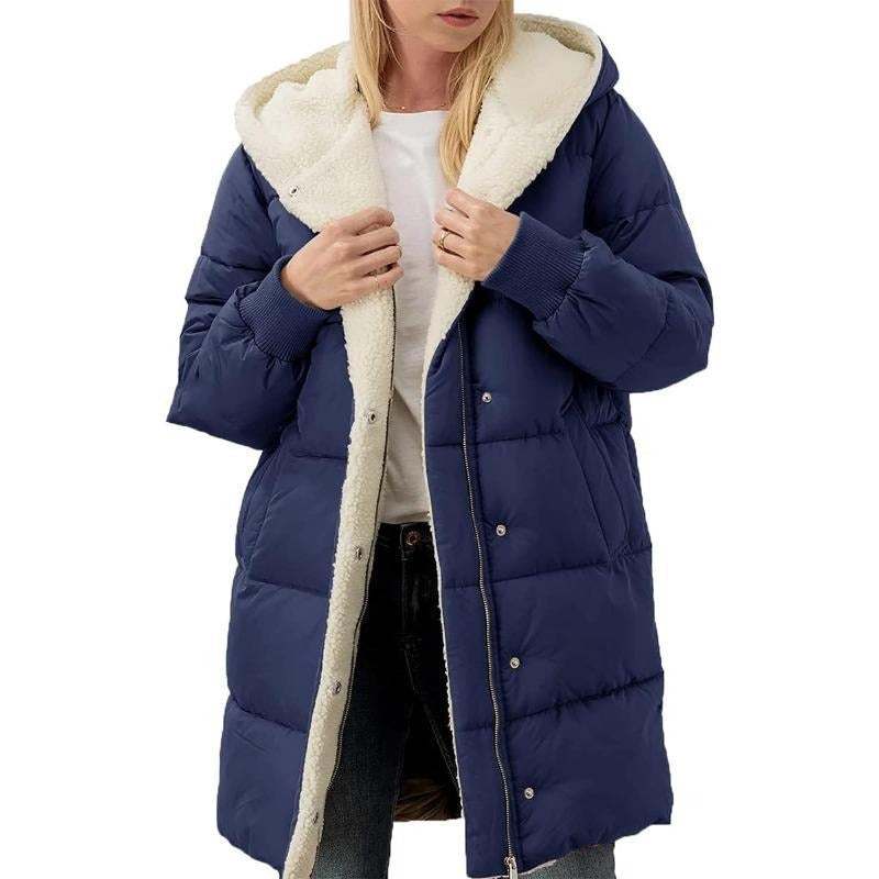 Solid Color Double Sided Hooded Long Sleeve Slim Fit Cardigan Coat