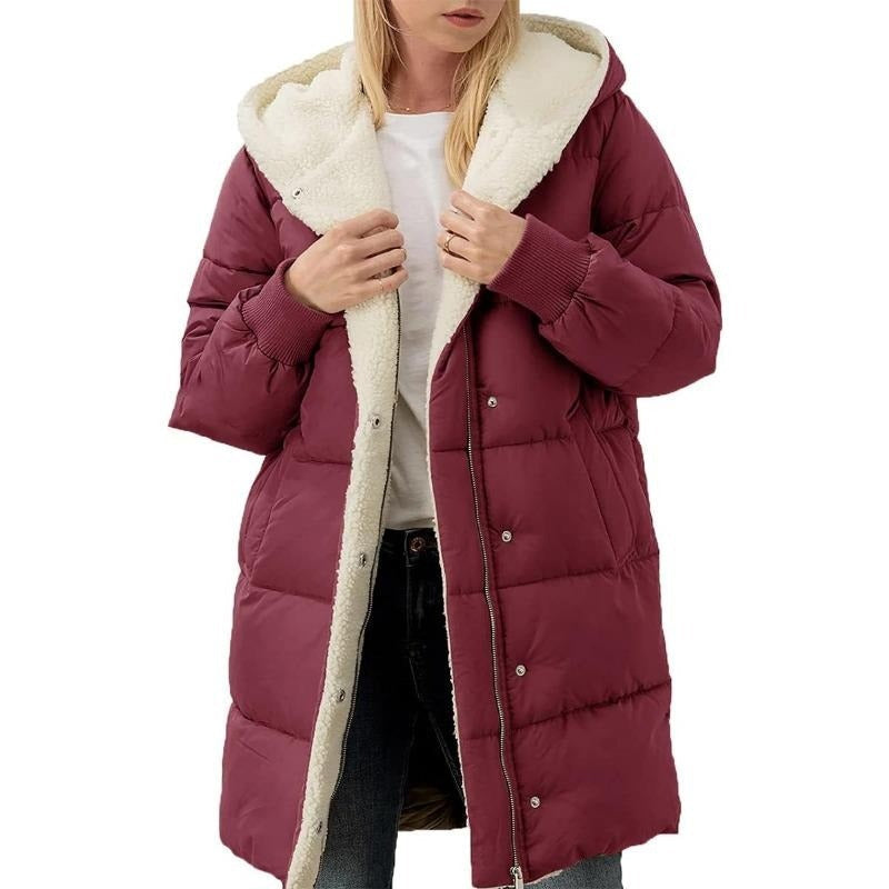 Solid Color Double Sided Hooded Long Sleeve Slim Fit Cardigan Coat