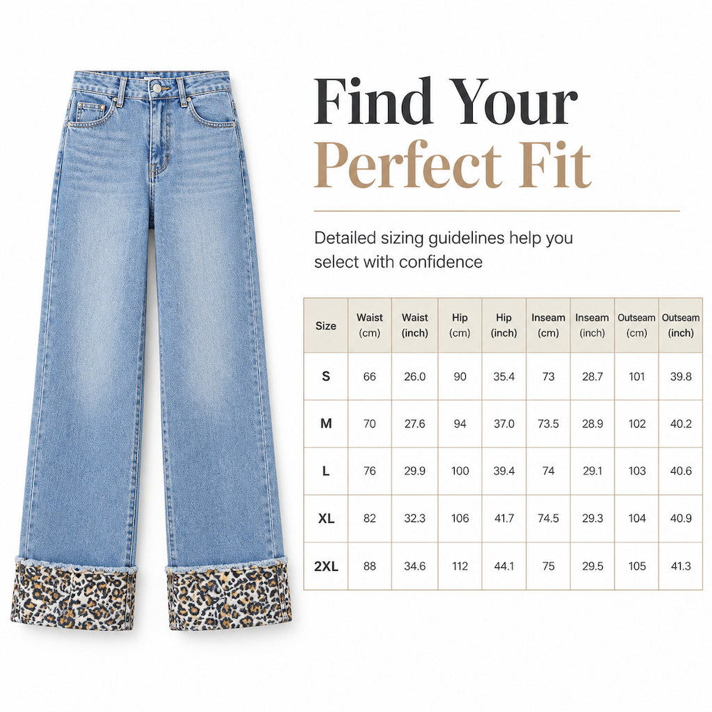 Women's Fashion Casual Washed Stretch Leopard Print Blue Jeans