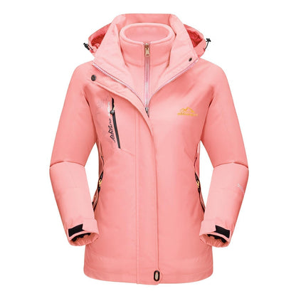 3-in-1 waterproof winter coat, fleece-lined, two-piece suit, ski and hiking jacket with hood