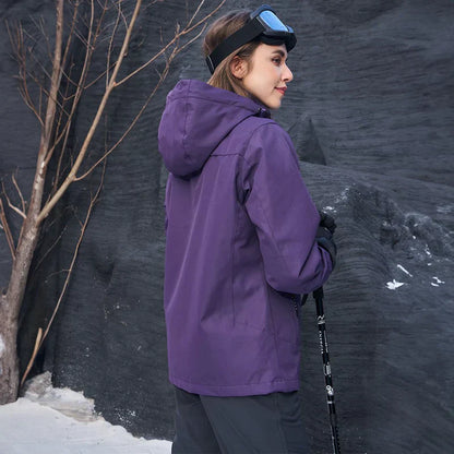 3-in-1 waterproof winter coat, fleece-lined, two-piece suit, ski and hiking jacket with hood